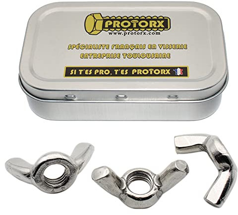 Ecrou Papillon M6 : Boite 30 Pcs Visserie Inox | Ecrou a Oreille pour Vis Boulon Rondelle | Ecrou a Ailette Acier A2 Anti-Rouille Usage Intérieur Extérieur | Boite Rangement Vis PROTORX