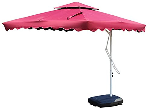 VIROYA Ombrellone da spiaggia con base, 250 cm, colore rosso, impermeabile, quadrato, in lega di alluminio a 8 ossa, ombrellone, ombrellone da giardino, per spiaggia, piscina, patio, giardino buono, A