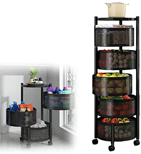 ROFBIHG Corbeille À Fruits 5 Niveaux Panier De Fruits Et Legumes Support De Rangement Légumes Et Fruits, Chariot De Service, Panier en Filet Respirant, 92x34cm, Blanc, pour Cuisine, Salle De Bain