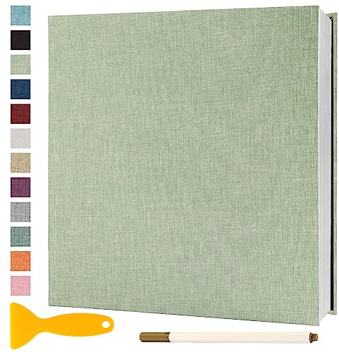 Fotoalbum Selbstklebend 28x27 Photo Album, 60 Seiten Grasgrün | Groß Fotoalbum Zum Einkleben Scrapbook Selbstgestalten Fotobuch Baby Hochzeit Gästebuch Erinnerungsbuch Briefmarkenalbum