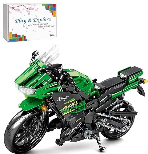 Technic - Kit di costruzione per moto Kawasaki Ninja 400, 862 pezzi, giocattoli per la costruzione di moto, kit di costruzione MOC Super Moto, compatibile con le principali marche