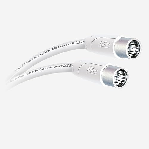 Fuba AFQ 300 Cavo antenna 3 m bianco – 4 schermature 130dB – HDTV UHD 4K 8K – Cavo di collegamento F F Quick maschio (per ricevitori/televisori DVB-S2, router, radio DAB+)