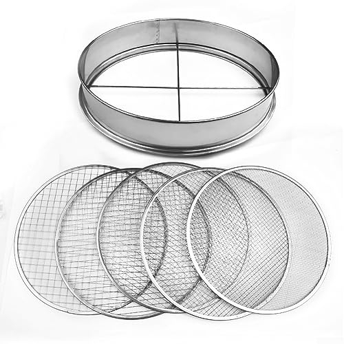 Sieve Frame With 5Pcs Sieve Mesh, Stainless Steel Garden Potting Bonsai Compost Soil Sieve With 5 3Mm 6Mm 9Mm 10Mm 12Mm