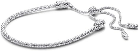 PANDORA Moments Schiebeverschluss-Nietenarmband mit Schieberegler aus Sterling Silber, Kompatibel Moments, Größe: 28cm, 593090C00-2