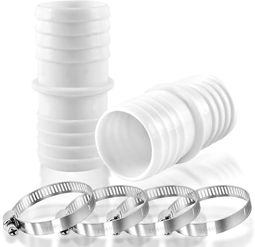 Cuidongsheng Raccordo Tubo Piscina 38mm a 38mm,Adattatori Tubi per Piscina 2 PCS,Connettori Tubi Piscina,Connettoro per Tubi con 4 Fascette Stringitubo,Doppio Raccordi Tubo