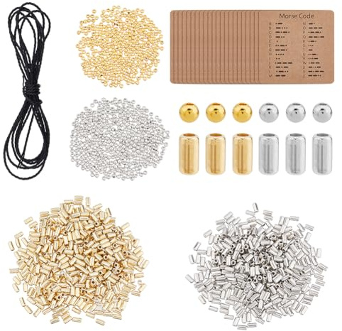 DICOSMETIC 2016 Stück DIY Morsecode Armband Perlen Set 4 Stile 2000 Stk Kunststoffperlen In Großpackung 4.36m Gewachster Baumwollkordel 16 Stk Verstellbare Geflochtene Armbänder Und Halsketten Set