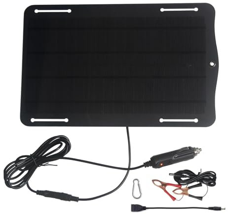 Uitseld Solar Car Battery Charger, Intelligent Car Battery Solar Panel Charger, Dustproof 18V Vehicle Battery Charger, Overcharge Protection Charger for Travel