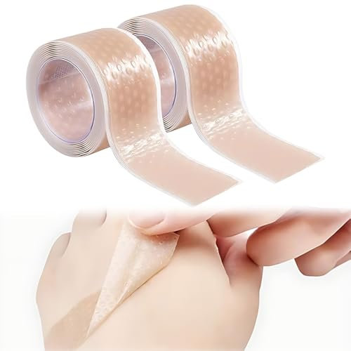 WHYCNJL 2 Rollen Blasenpflaster,2CM ×1M/ Rolle Silikonpflaster für Narben,Blasen Anti Füße,Druckpflaster Fersenaufkleber,Praktisch und leicht Abreißbar-Hauchdünn und Unsichtbar