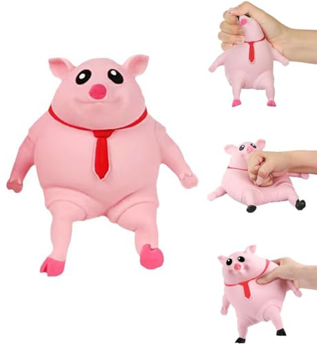 Anti Stress Schwein, Antistress Spielzeug Schwein, Piggy Squeeze Toy, Schweinchen Squeeze Toy, Sensorisches Fidget-Spielzeug für Jungen und Mädchen, Spaßige Party-Druckspielzeuge