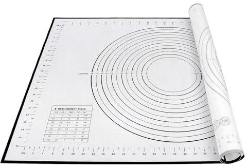 Jimkply Backmatte Silikon, 80 x 60 cm Silikon Backmatte, Große Silikonmatte, Teigmatte, zum Ausrollen von Teig und zur Herstellung von Brot, Pizza, Keksen (Schwarz)