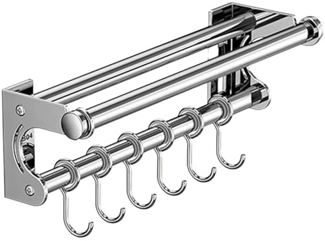 Estante para utensilios de cocina, soporte de acero inoxidable, almacenamiento montado en la pared, organizador de cortadores sin taladrar, colgador de utensilios de cocina, riel de cocina con ganchos