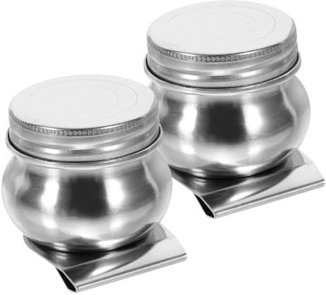 SHINEOFI 2pezzi Tazza per Tavolozze Olio in Acciaio Inossidabile e per Conservare e Miscelare Pigmenti Portatile e Riutilizzabile per Artisti