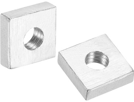 sourcing map 10 tuercas cuadradas M4 x 9 mm x 3 mm, acero al carbono, chapado en zinc, tuercas cuadradas de rosca gruesa para reparaciones del hogar e ingeniería profesional, color plateado