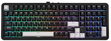EPOMAKER TH99 Tri-Mode Wireless Mechanical Keyboard with 8000mAh Battery, Hot Swappable Custom RGB Gaming Keyboard with Numpad, Gasket Creamy for PC/Mac/Office (Black, Sea Salt Silent)