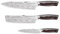 hecef Set Coltelli da Cucina 3 Pezzi Acciaio Inox – Manici Ergonomici Pakkawood, Motivo Damascus Laser, Ultra Affilati, Chef, Nakiri e Universale, Regali Pratici per Ogni Cucina (Legno Pakka Grigio)