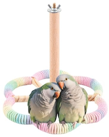Fågel sittpinnar bur, roterande stativ, 20 x 20 x 18 cm interaktiv berikningsleksak, enkel installation, kolibri sittpinnar för fåglar, papegojor, kanariefågel, parakit och lovebird