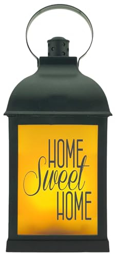 WB wohn trends LED-Laterne mit Flackerlicht & Timer, Home Sweet Home, 25,5x10,5x10,5cm, LED-Licht schwarz