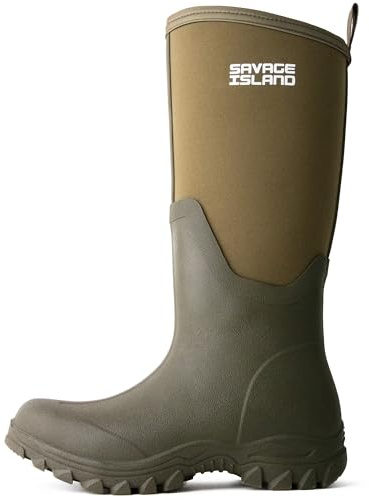 Savage Island Stivali di gomma da donna alti da 5 mm, foderati in neoprene, per esterni, isolati, Verde, 38 EU