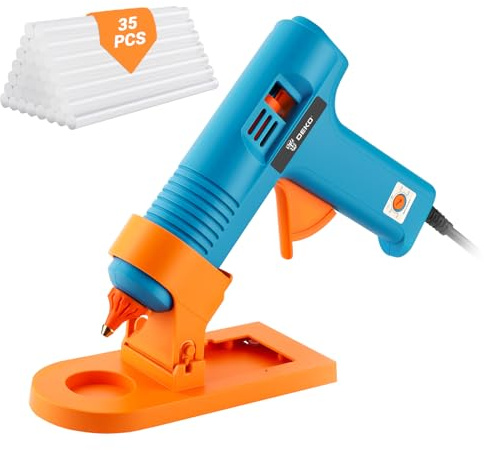 DEKOPRO Pistola Silicona Caliente 150W: Pistola de Pegamento con 35 Barras de Pegamento Termofusible de 11 Mm X 140 Mm, Control de Temperatura de 5 Niveles