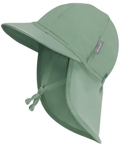 Jan & Jul Baby Sonnenhut mit Nackenschutz, verstellbare 50+ UPF Babykappe für Schwimmen (Salbeigrün, Größe XS: 0-3 Monate)