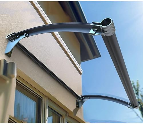 Polycarbonate Door Canopy with Aluminum Bracket – Weather-Resistant Sun Rain & Snow Protection for Outdoor Window Porch Patio Roof & Garden Canopy