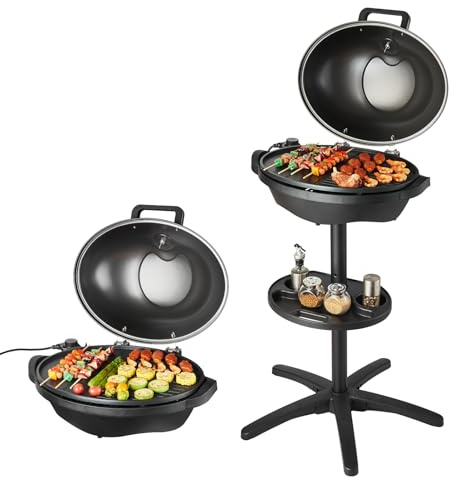 VEVOR 2 400 W, 2-i-1 stående och bordsgrill, för inomhus- och utomhusbruk, 50 °C till 350 °C elektrisk grillplatta med keramisk beläggning, för fest och grill i trädgården