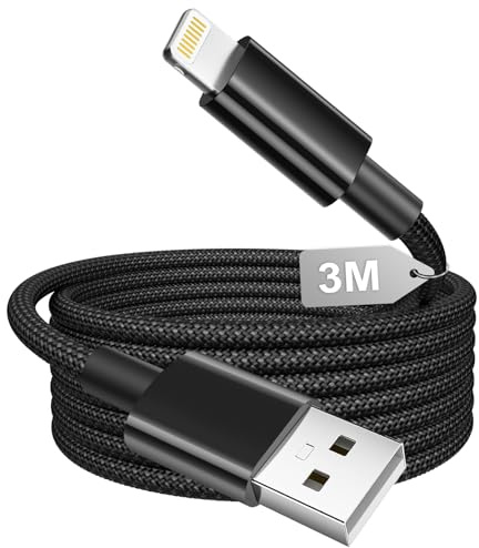 Anssan Long iPhone Charger Cable 3M,[MFi Certified] USB to Lightning Cable Lead Nylon Braided iPhone cable Fast Charging Lightning Wire Cord for iphone 14 13 12 11 Pro Max XS XR X 8 7 SE,iPad Pro/Air
