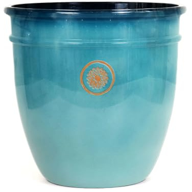 Somerset Classic Planter – Decorative Indoor & Outdoor Plant Pot, Lightweight Recycled Plastic Garden Planter, Frost Proof & UV Resistant Patio Flower Pot for Plants & Herbs (Aqua, 37 Litre)