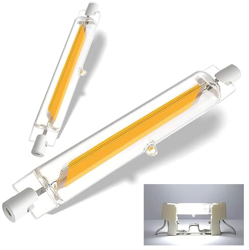 Dvnoua R7S LED 78mm Dimmbar 10W Lampen, Kaltweiß 6000K 1000LM, Ersatz 100W Halogen Leuchtmittel, Kein Flackern, 360° Strahlbeleuchtung, AC 220-240V, 2PCS