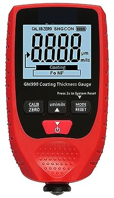 GM998 Spessimetro for pellicole retroilluminate Tester for vernici for auto for rivestimenti portatile for,Alta precisione(Rot)