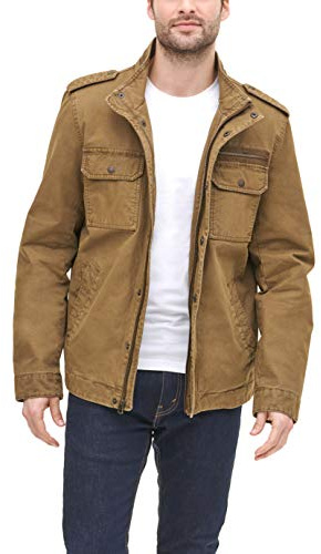 Levi's Men's Washed Cotton Two Pocket Military Jacket (Standard and Big & Tall), Khaki, Small