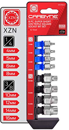 CARBYNE XZN Steckschlüssel-Set, 8-teilig, superkurz, 3-eckig, Bit-Set