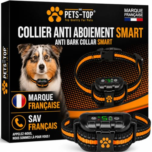 One PETS-TOP Collier Anti Aboiement Chien Electrique Résultats Rapides | Simulation Electrostatique, Vibrant, Sonore - IP67, Convient aux Gros et Petits Chiens - Ideal pour le Dressage