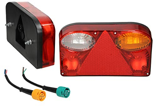 ECD Germany Rückleuchten Satz für Anhänger - 12 V - mit E11 Prüfzeichen - 2x 5 poliger Bajonettverbindung - wasserdicht - Rücklicht Anhängerbeleuchtung Heckleuchten