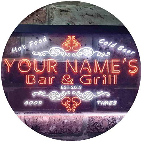 ADVPRO Personalized Your Name Est Year Theme Bar & Grill Beer Wine Club Dual Color LED Barlicht Neonlicht Lichtwerbung Neon Sign Weiß & Orange 300 x 210mm st6s32-u2-tm-wo