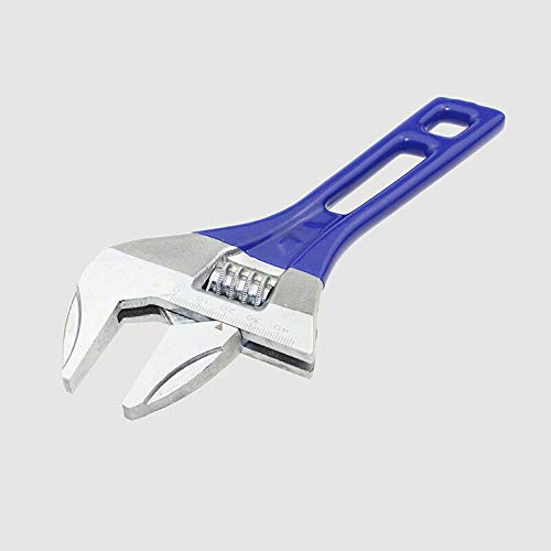 Llave ajustable ligera compacta de agarre suave, boca ancha, mandíbula ancha, con capacidad de mandíbula de 30 mm de ancho, azul corto (140 mm)