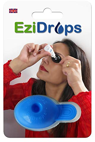 EziDrops Eye Drop Dispenser for Elderly – Suitable for All Ages – Easy-to-Use Eye Dropper Dispenser for Nozzle Head Bottles – Stops Blink Reflex – Reusable, Precise & Comfortable (Blue)