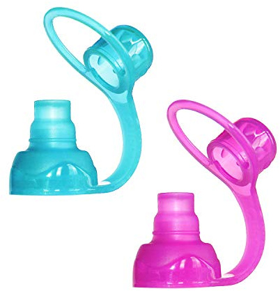 ChooMee SoftSip Saugaufsatz für Quetschbeutel | Auslaufsicheres Ventil | Schützt Zahnfleisch | Baby-Led Weaning | BPA-freies Silikon | Wiederverwendbarer Beutelaufsatz | 2 Stück Aqua Lila