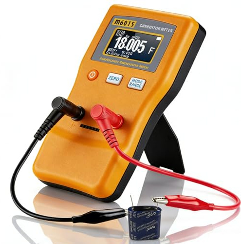 Candeon Capacimetre Capacitance Testeur, M6013 0,01pf à 470mf Capacimètre Testeur De Condensateur Capacimètre à Plage Automatique Testeur De Capacité Portable Avec 2 Clips De Test