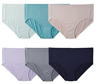 Fruit of the Loom Women's Breathable Underwear (Regular & Plus Size), Plus Size Brief - Cooling Stripes - 6 Pack Assorted Colors, 13