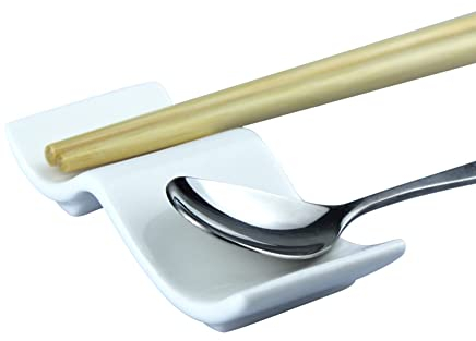 10 Stück Keramik Essstäbchen Ablage und Löffelablage Weiß Porzellan Gabel Ablage Messerablage Essstäbchen Halter Ständer für Zuhause Küche Party Werkzeug Zubehör