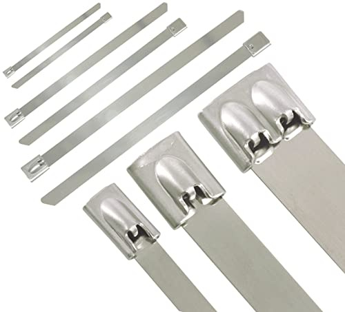 50 Stück Kabelbinder Edelstahl 7,9 x 1250mm V2A | VIELE GRÖSSEN 4,6|7,9|12mm & Längen 10-150cm | 1/10/20/50/100er Packs | Schlauchbinder 125cm |rostfrei UV-stabil & wetterfest Metall | Premium