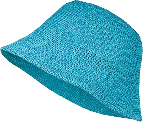 styleBREAKER Damen Papierstroh Sonnenhut | Faltbarer Fischerhut | Leichter Bucket Hat mit Schweißband | Sommerhut mit Krempe als Sonnenschutz für Outdoor Strand Freizeit, Türkis
