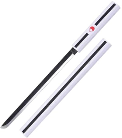 Katana S5049 von Sasuke Uchiha aus Naruto - Inoffizielle Replik, 45 cm, Schwarze Stahlklinge, weiße Scheide