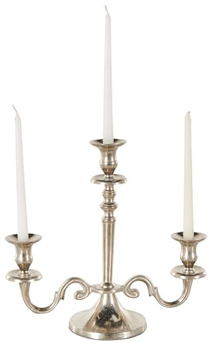 Deco 79 Aluminum Metal Scroll Decorative Candelabra Candlestick Holder, Candlestand 14 x 6 x 14, Silver