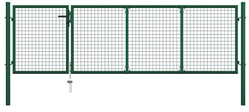 vidaXL Steel Garden Gate | Double Door Design | & Resistance | Green Finish | Ideal for Patio or Garden | Dimensions: 350 x 150 cm