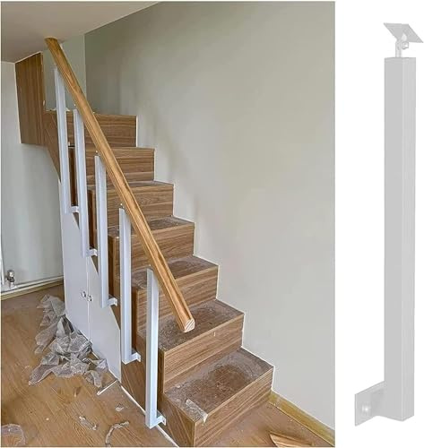 LQSYBHD Side Mount Stair Railings Kit, Heavy Duty Balusters Spindles Column, for Balcony Deck Garden Patio Loft, Wood Handrails Support Column(Size:2.13ft/65cm,Color:White)