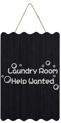 Willkommensschild Laundry Room Help Wanted, Holzschild mit Zitat, 20,3 x 30,5 cm, rustikale Holzschilder für Schule, Kindergarten, Klassenzimmer, Haustür, Veranda, Tor, Heimdekoration, Wandkunst
