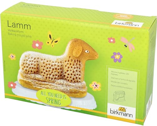 Vollbackform Lamm 26,5 x 16,5 cm - Birkmann - Karbonstahl, Antihaftbeschichtung, 900 ml, Backform Lamm 3D, Osterlamm Backformen, Kuchenform Lamm
