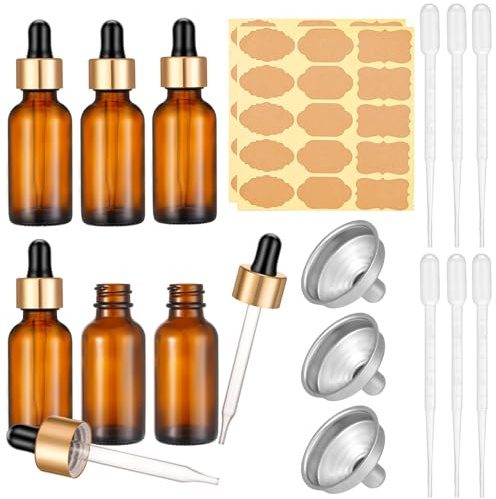 Yamitora 6 Stück Pipettenflasche 30ml Glasflasche mit Pipette und Etikett | Apothekerflaschen Glas,Braunglasflasche Tropfflasche,für Ätherische Öl,Parfümöle,Aromatherapie,Düfte,Flüssigkeit